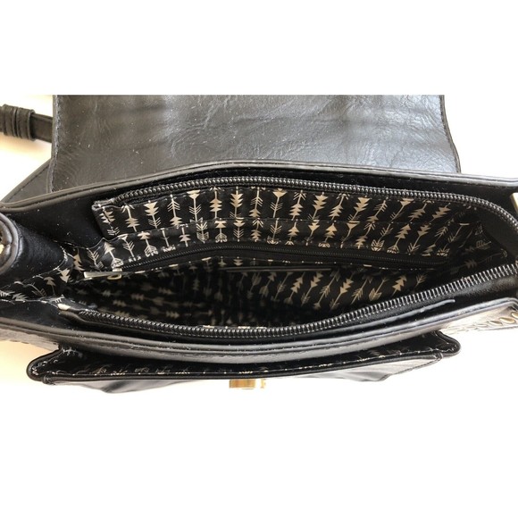 Antik Kraft Black Purse Crossbody Tassel Boho Studs Western - Picture 3 of 10